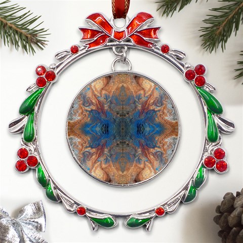 Pour Repeats Metal X mas Wreath Ribbon Ornament from ArtsNow.com Front