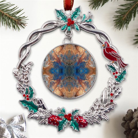 Pour Repeats Metal X mas Wreath Holly leaf Ornament from ArtsNow.com Front