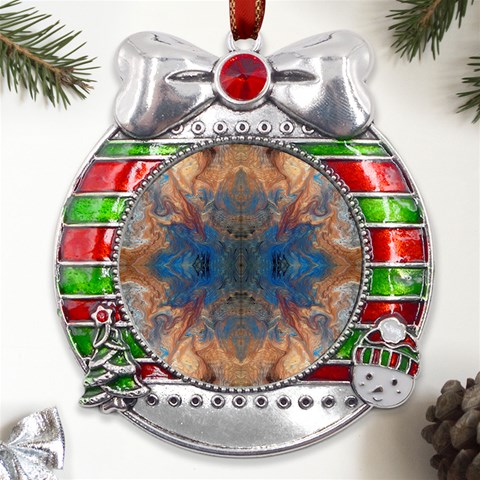 Pour Repeats Metal X Mas Ribbon With Red Crystal Round Ornament from ArtsNow.com Front