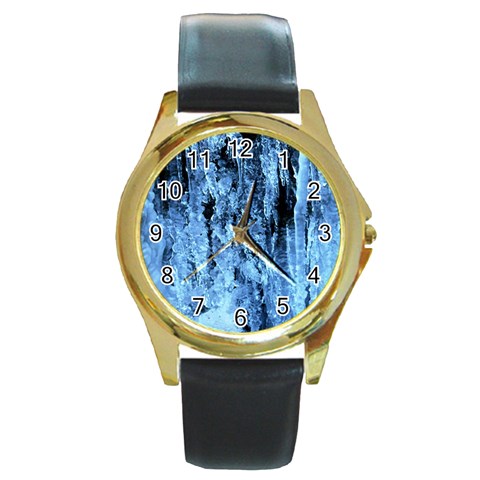 Waterfalls Round Gold Metal Watch from ArtsNow.com Front