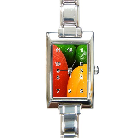 Three Colors Rectangular Italian Charm Watch from ArtsNow.com Front