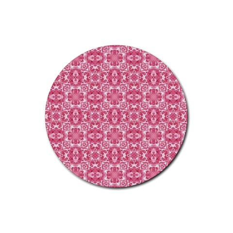 Pink and white background Rubber Coaster (Round) from ArtsNow.com Front