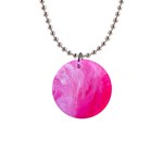 Pink Feather 1  Button Necklace