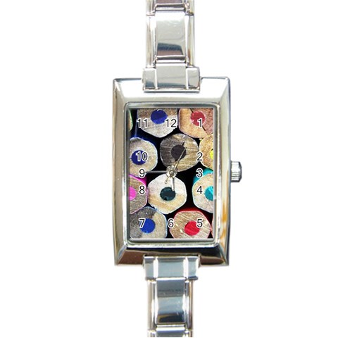 Pencil ends Rectangular Italian Charm Watch from ArtsNow.com Front