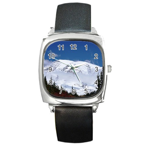 Mount Rainier Square Metal Watch from ArtsNow.com Front