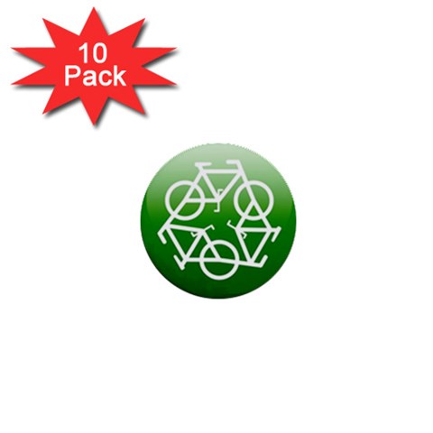 Green recycle symbol 1  Mini Button (10 pack)  from ArtsNow.com Front