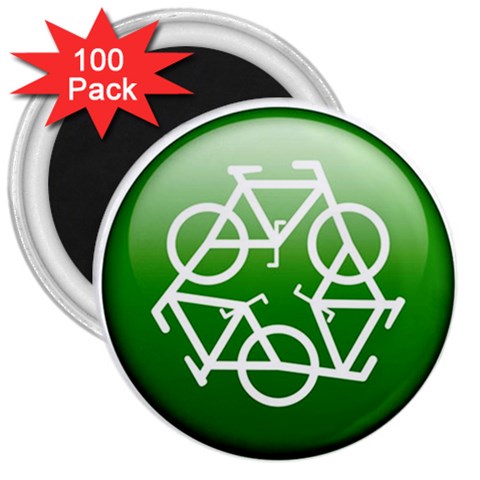Green recycle symbol 3  Magnet (100 pack) from ArtsNow.com Front