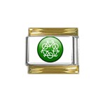 Green recycle symbol Gold Trim Italian Charm (9mm)