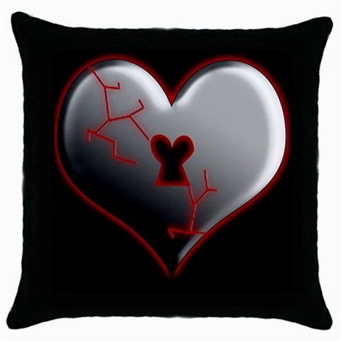 Breaking Heart Throw Pillow Case (Black) from ArtsNow.com Front
