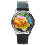 Orange Rose   Round Metal Watch