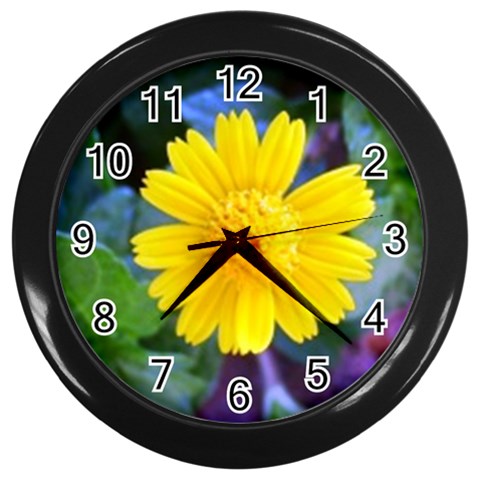 A Yellow Flower  Wall Clock (Black) from ArtsNow.com Front