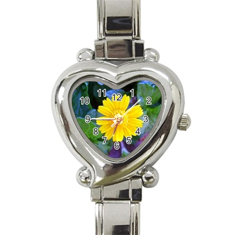 A Yellow Flower  Heart Italian Charm Watch from ArtsNow.com Front