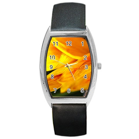Yellow Sunflower 1   Barrel Style Metal Watch from ArtsNow.com Front