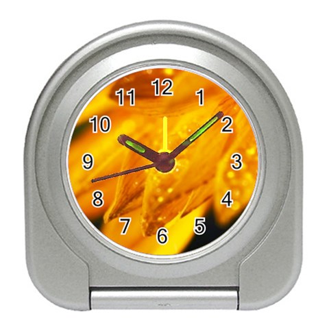 Wet Yellow Flowers 1   Travel Alarm Clock from ArtsNow.com Front