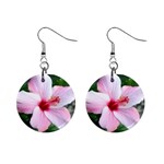 Very Pink Flower  1  Button Earrings