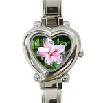 Very Pink Flower  Heart Italian Charm Watch