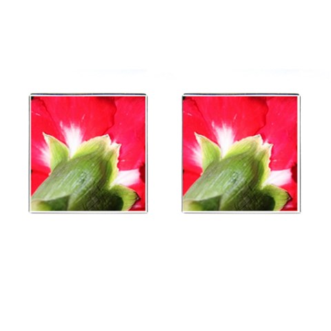 The Red Flower 2  Cufflinks (Square) from ArtsNow.com Front(Pair)