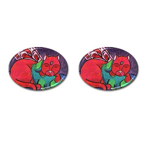 Hug Cufflinks (Oval) from ArtsNow.com Front(Pair)