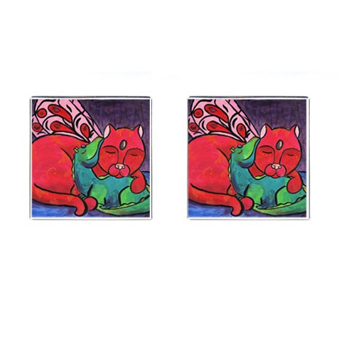Hug Cufflinks (Square) from ArtsNow.com Front(Pair)