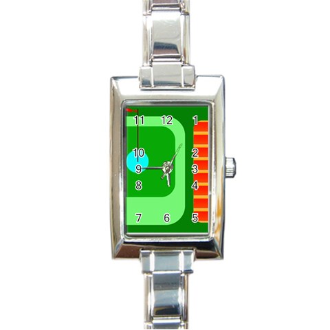 Golfers Dream Rectangular Italian Charm Watch from ArtsNow.com Front