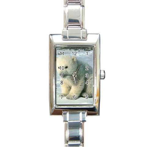 polar bear cub Rectangular Italian Charm Watch from ArtsNow.com Front