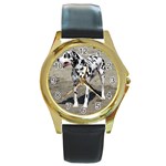 Dalmatian Round Gold Metal Watch