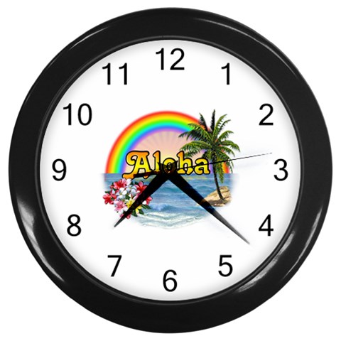 Aloha Wall Clock (Black) from ArtsNow.com Front