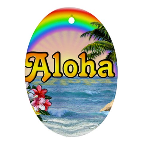 Aloha Oval Ornament (Two Sides) from ArtsNow.com Front