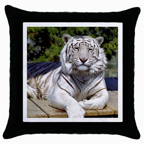 White Tiger 9 Throw Pillow Case (Black) from ArtsNow.com Front