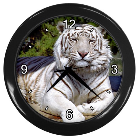 White Tiger 9 Wall Clock (Black) from ArtsNow.com Front