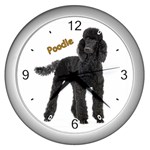 Poodle Dog Wall Clock (Silver)