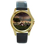 hqpromotriocrow Round Gold Metal Watch