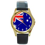 Australian Flag Round Gold Metal Watch