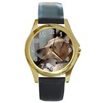 Fun puppy Round Gold Metal Watch