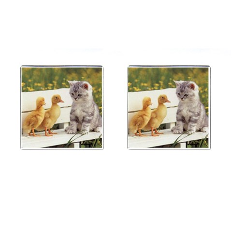 Kitty & Friends Cufflinks (Square) from ArtsNow.com Front(Pair)
