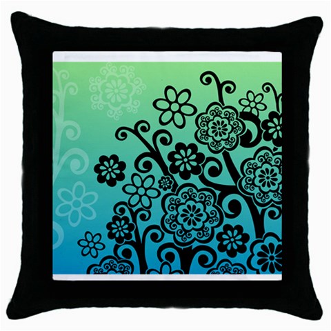 FlowerTree Throw Pillow Case (Black) from ArtsNow.com Front