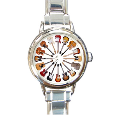 guitars custom Round Italian Charm Watch from ArtsNow.com Front