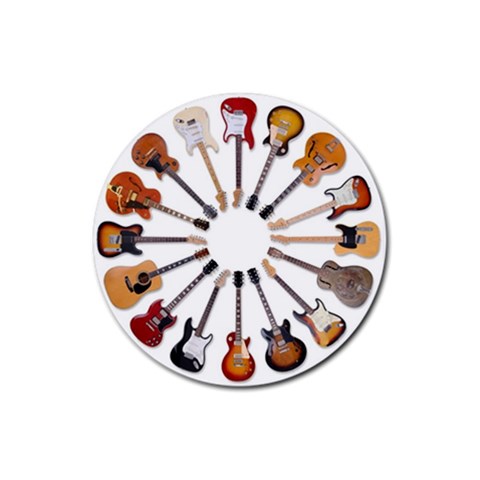 guitars custom Rubber Round Coaster (4 pack) from ArtsNow.com Front