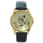 Lioness Round Gold Metal Watch