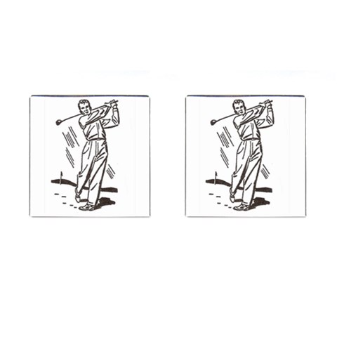 Golf Swing Cufflinks (Square) from ArtsNow.com Front(Pair)