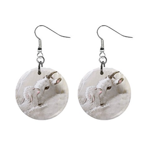 Goat Mother and Baby 1  Button Earrings from ArtsNow.com Front