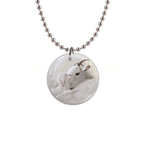Goat Mother and Baby 1  Button Necklace from ArtsNow.com Front