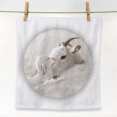 Goat Mother and Baby Face Towel from ArtsNow.com Front