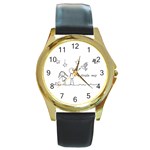 cute Round Gold Metal Watch