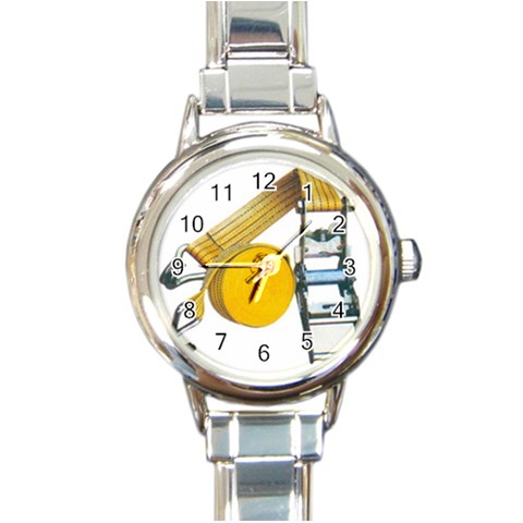 ratchet tie down Round Italian Charm Watch from ArtsNow.com Front