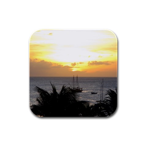 Aruban Sunset Rubber Square Coaster (4 pack) from ArtsNow.com Front