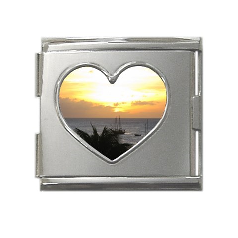 Aruban Sunset Mega Link Heart Italian Charm (18mm) from ArtsNow.com Front