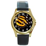 butterfly-pop-art-print-11 Round Gold Metal Watch