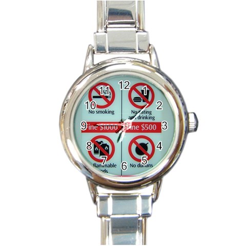 Subway_sign Round Italian Charm Watch from ArtsNow.com Front