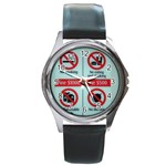 Subway_sign Round Metal Watch